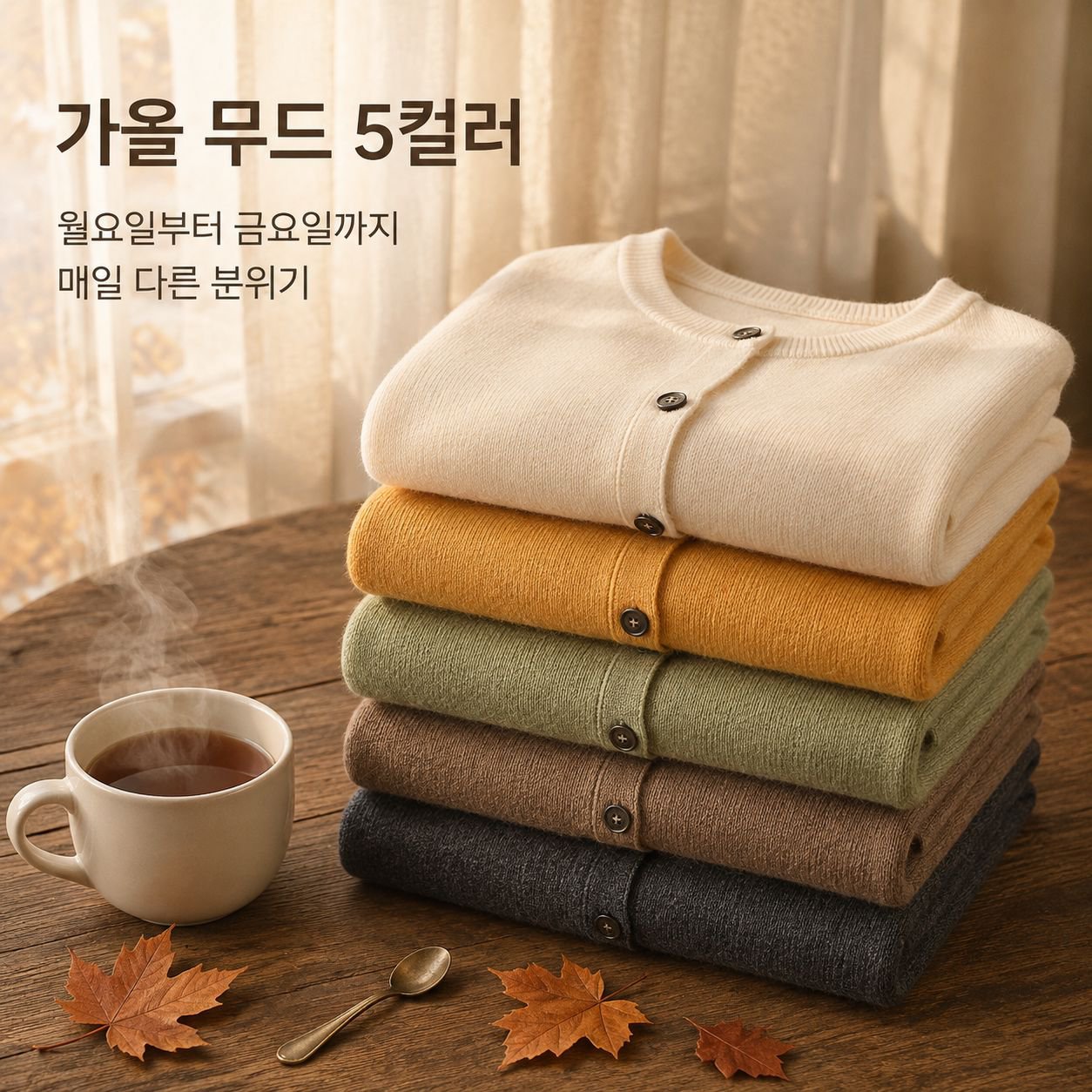 가을 여성 라운드넥 니트 가디건
