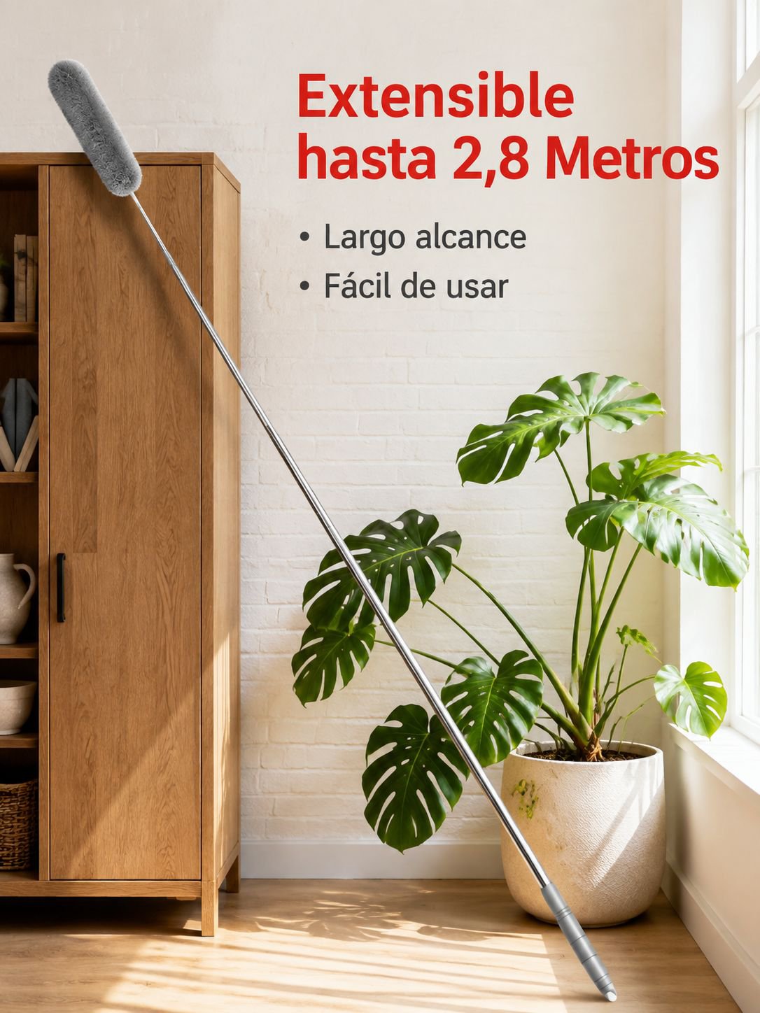 Plumero telescópico de microfibra extrafina para el hogar, limpieza de techo
