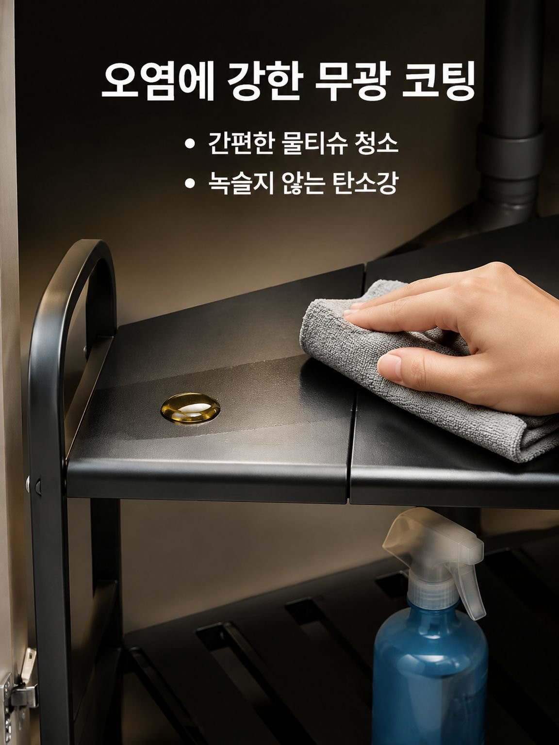 신축 가능한 싱크대 하부장 정리선반