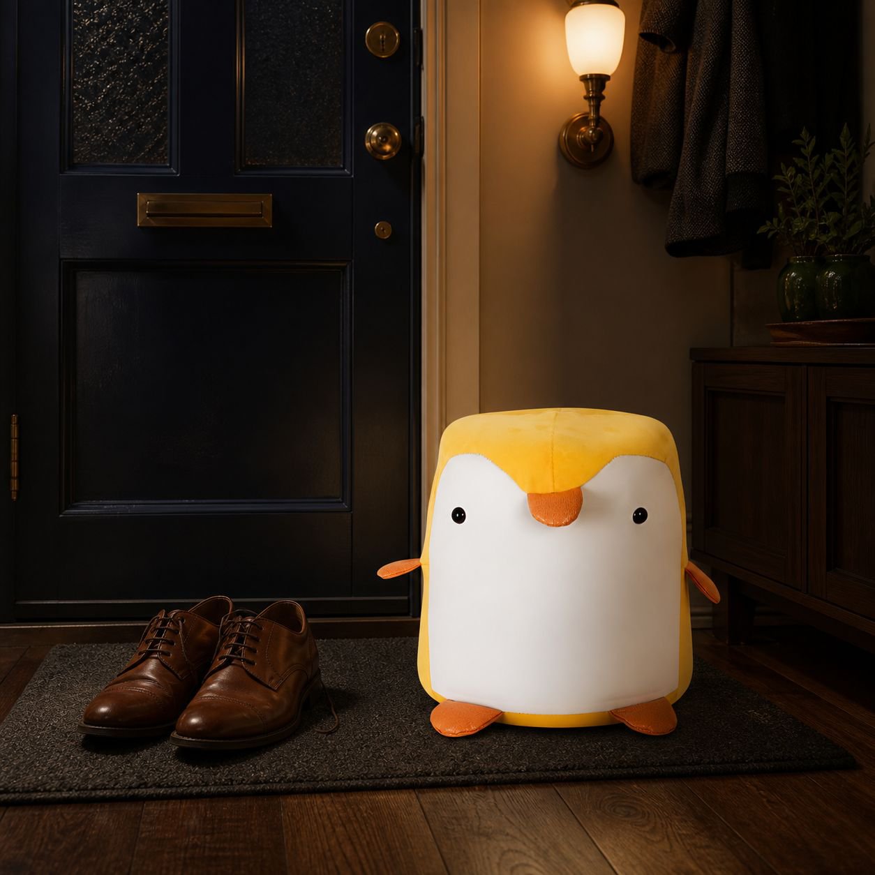 Multipurpose stool and door stopper in solid wood