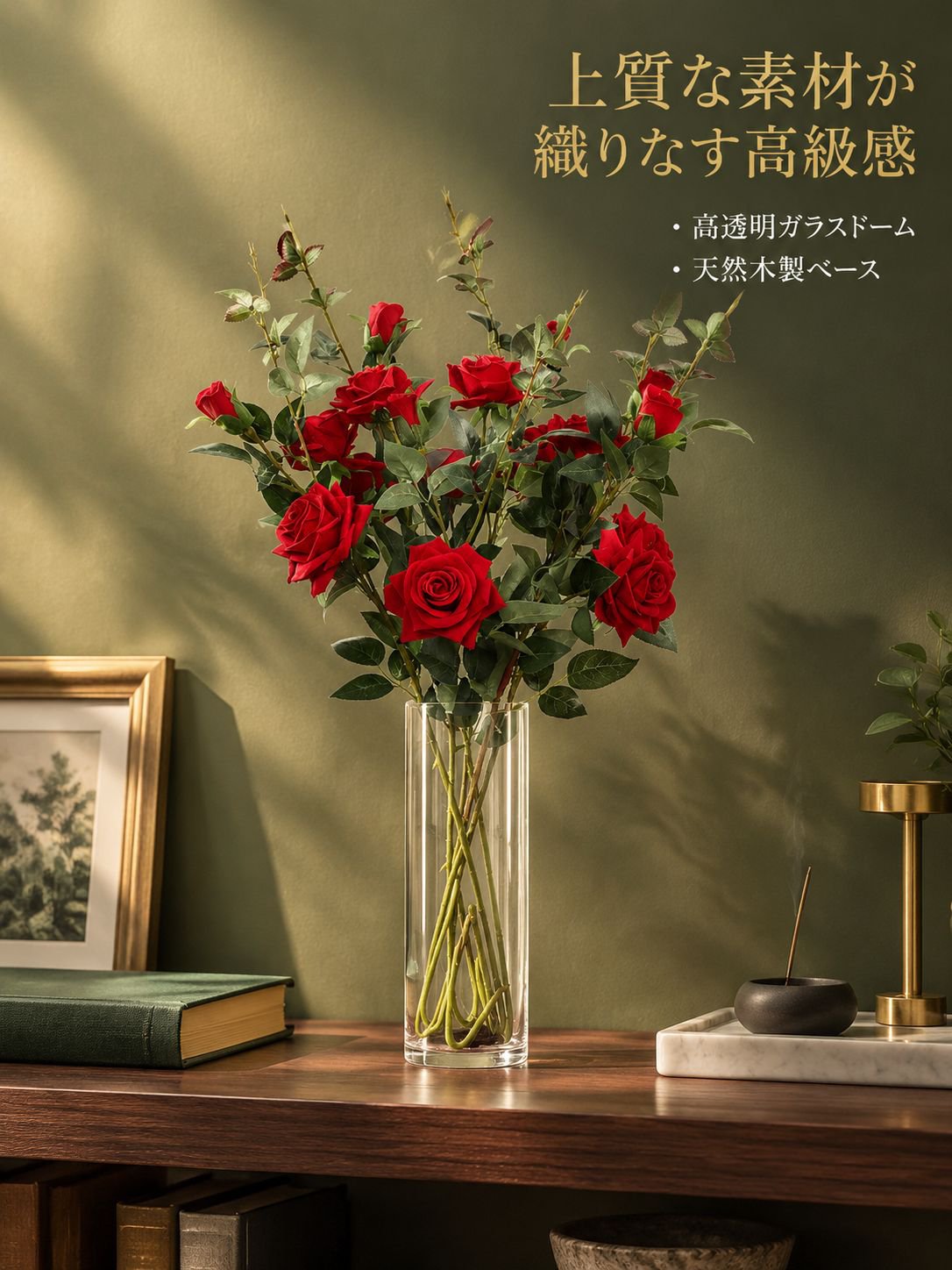 インテリア用造花バラの置物