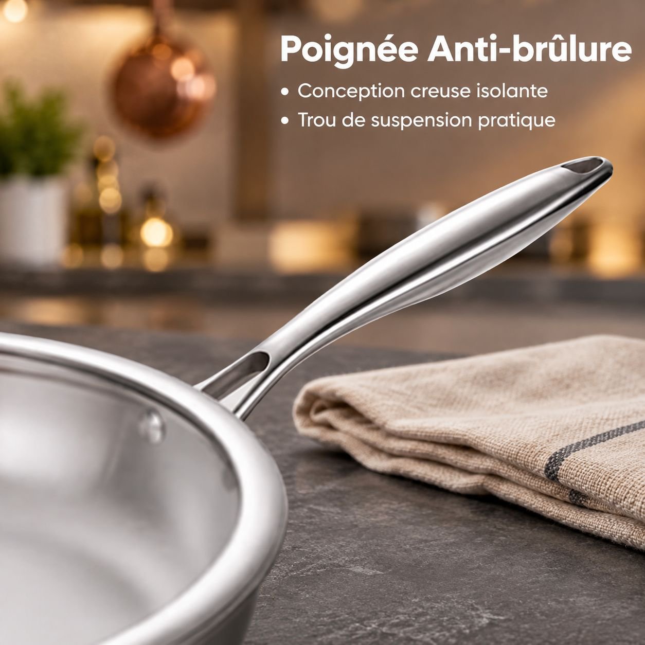 Poêle Épaisse en Acier Inoxydable 316 sans Revêtement Gaz Induction