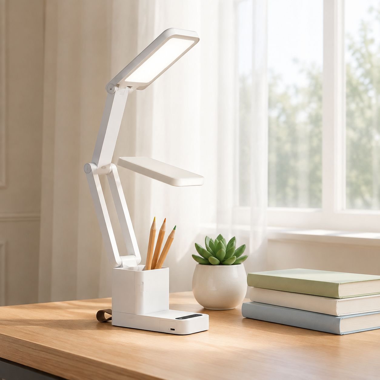 Lampe de bureau LED pliable avec horloge pour enfants