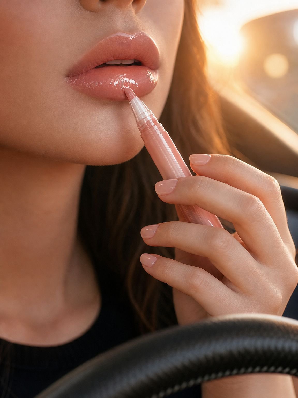 Fresh and radiant lip gloss makeup