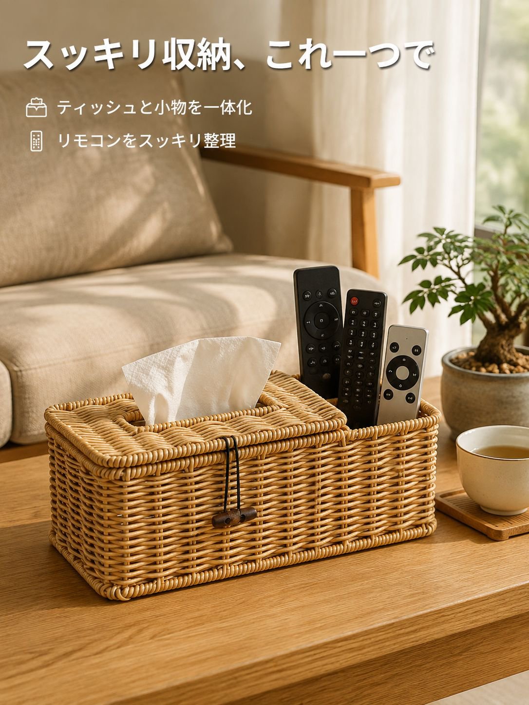 多機能リモコン収納ティッシュケース
