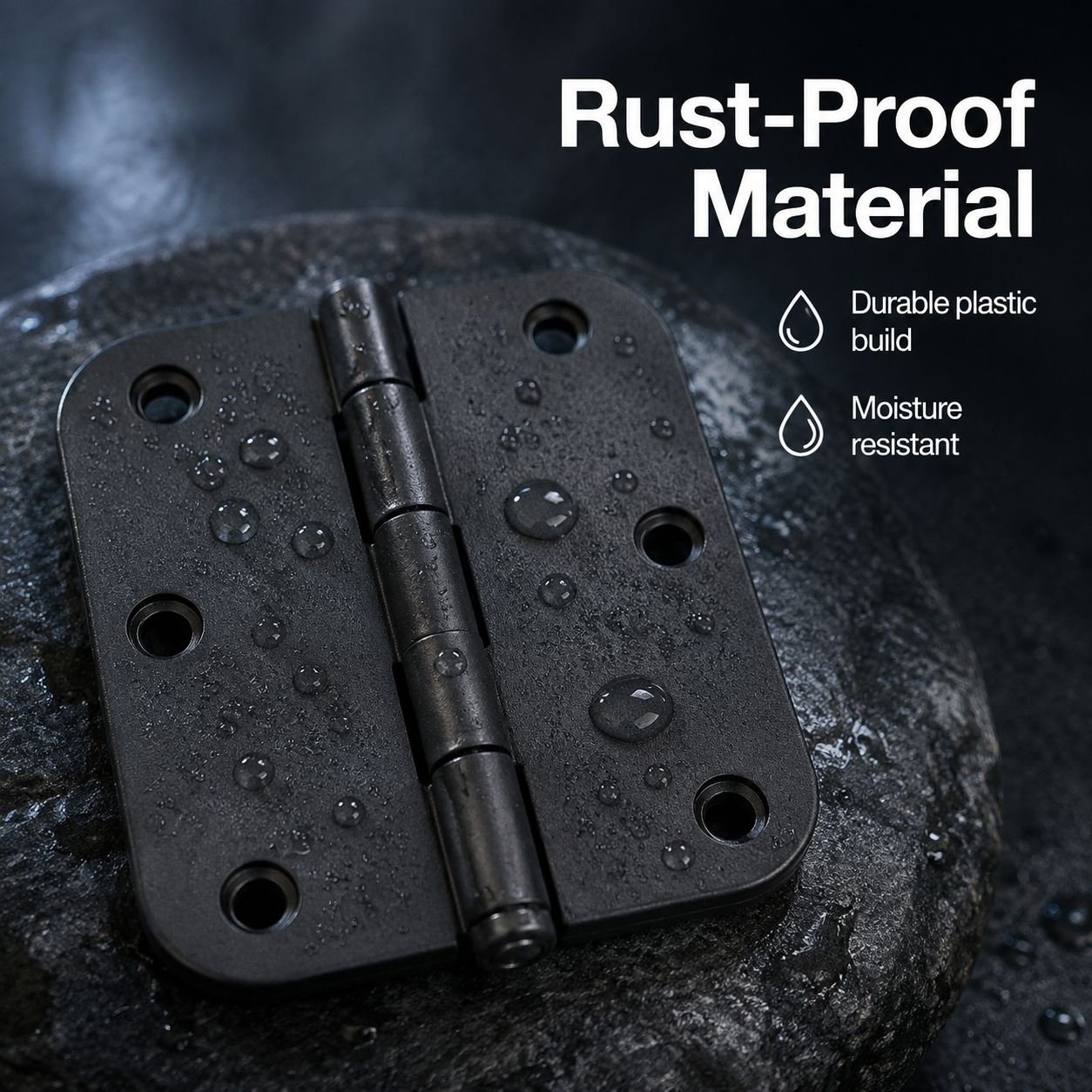 Household Black Plastic Right Angle Flat Hinge