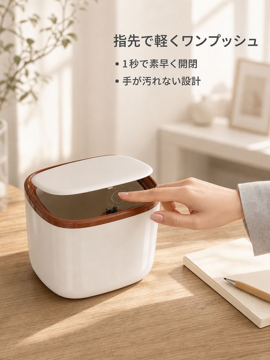 デスクに置かれたおしゃれなミニごみ箱