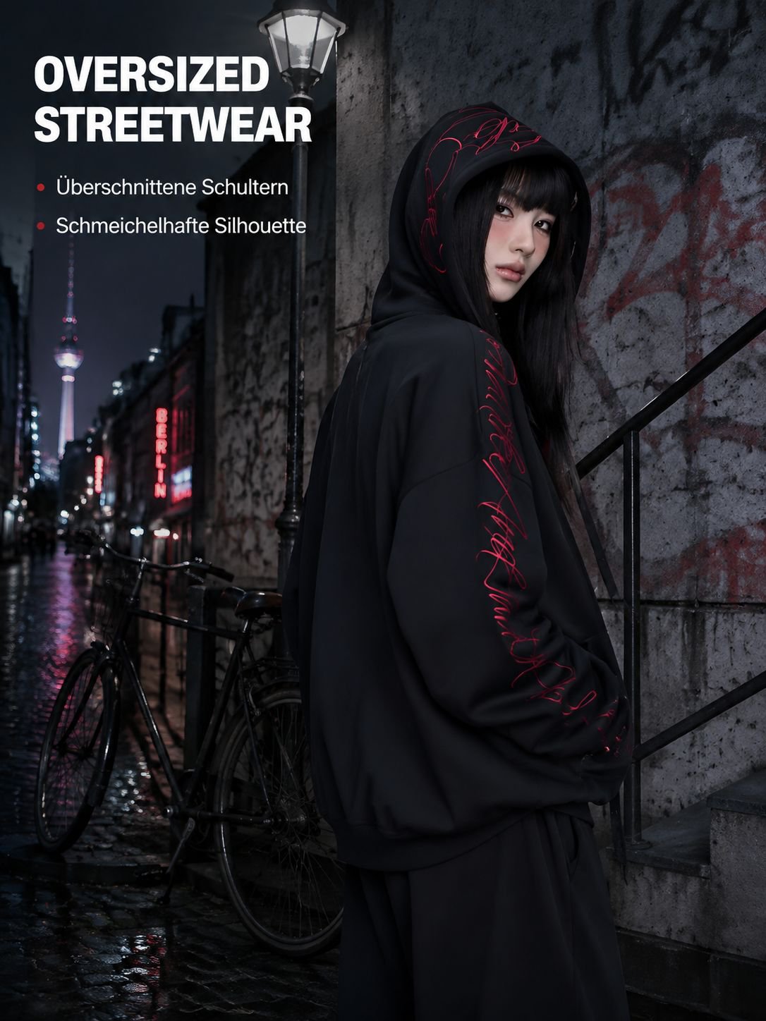 Streetdance Trend Dornblumen-Gothic Hoodie im American Sports Style für Damen und Herren