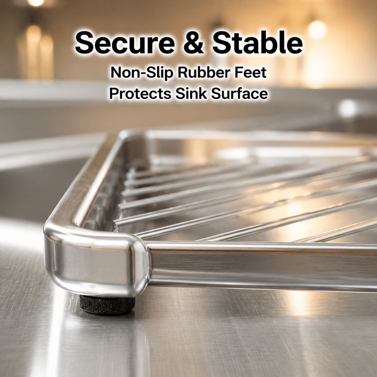 Stainless steel kitchen sink drain rack