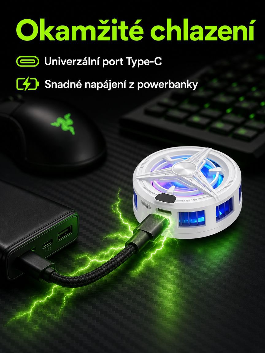 Přenosný chladicí ventilátor k mobilnímu telefonu
