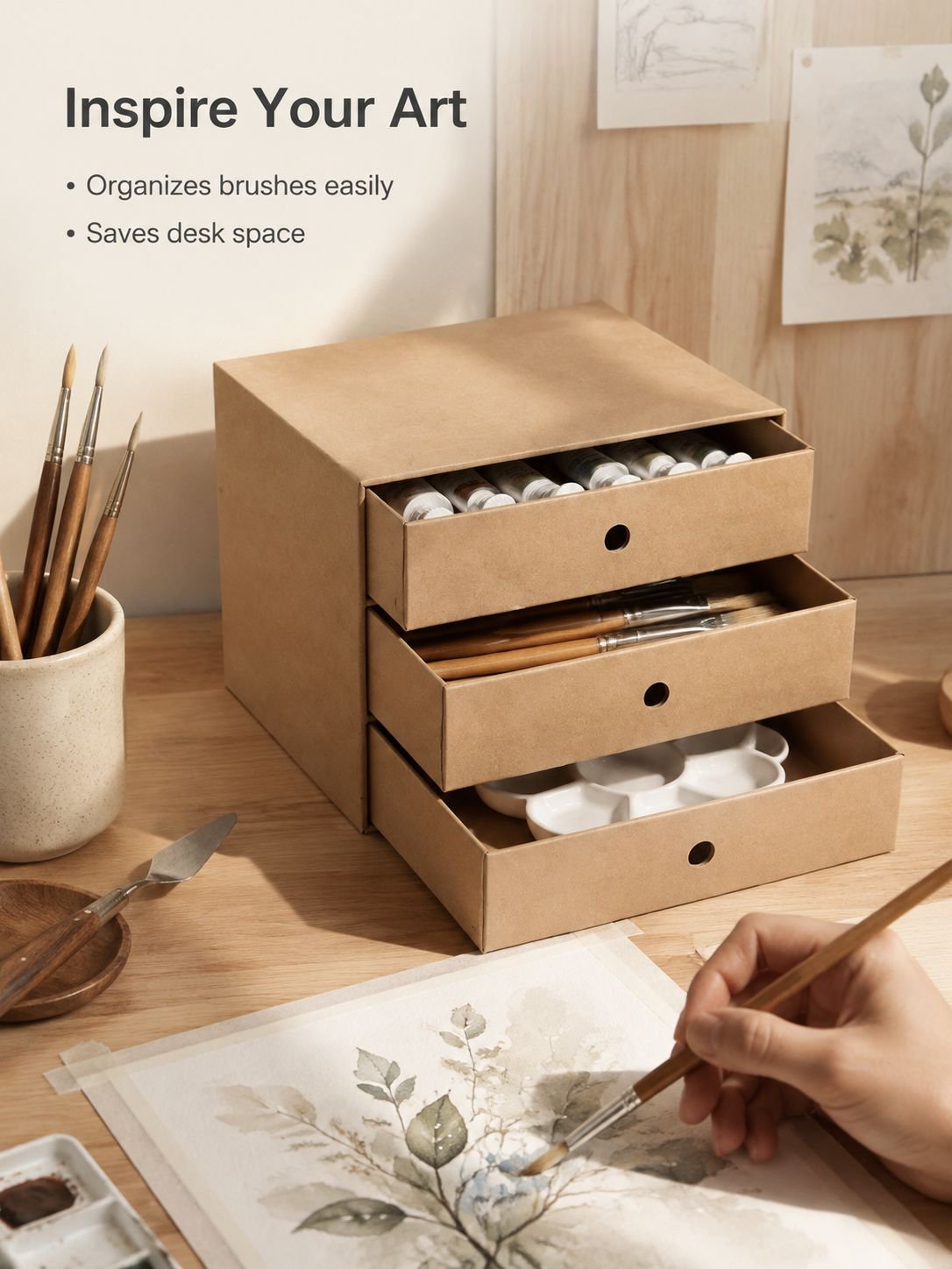 Multifunctional desktop organizer beside a computer