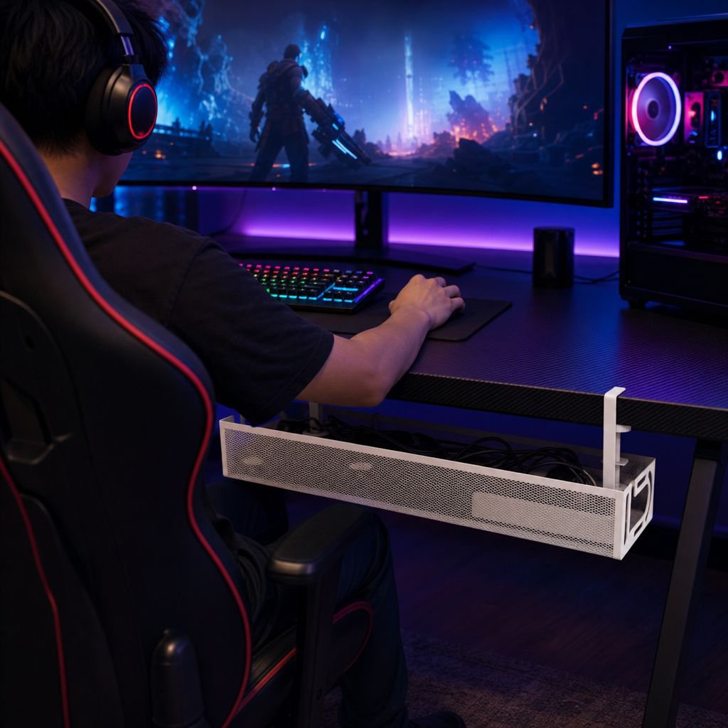 Durable and sturdy cable tray for efficient desk organization