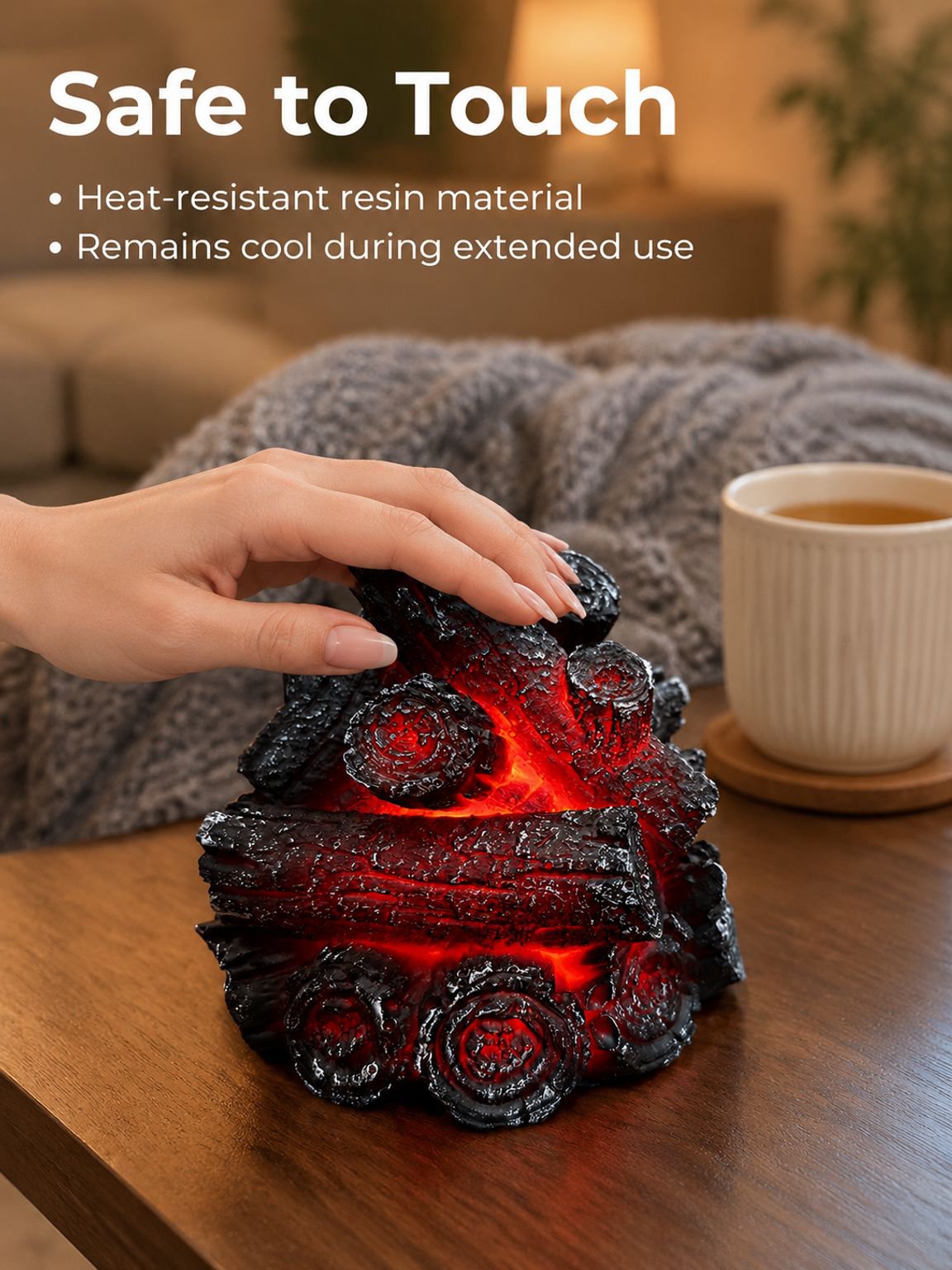 LED ambient lamp for house decoration showcasing resin charcoal texture