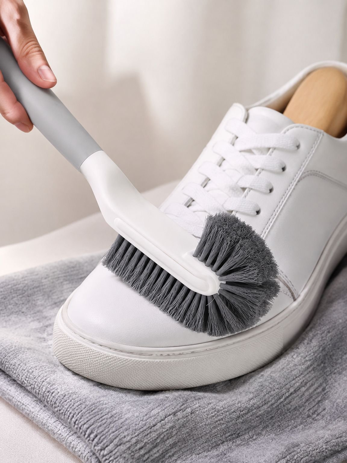Schuhbürste mit Langem Griff Weiche Borsten Multifunktionale Reinigungsbürste für Schuhe
