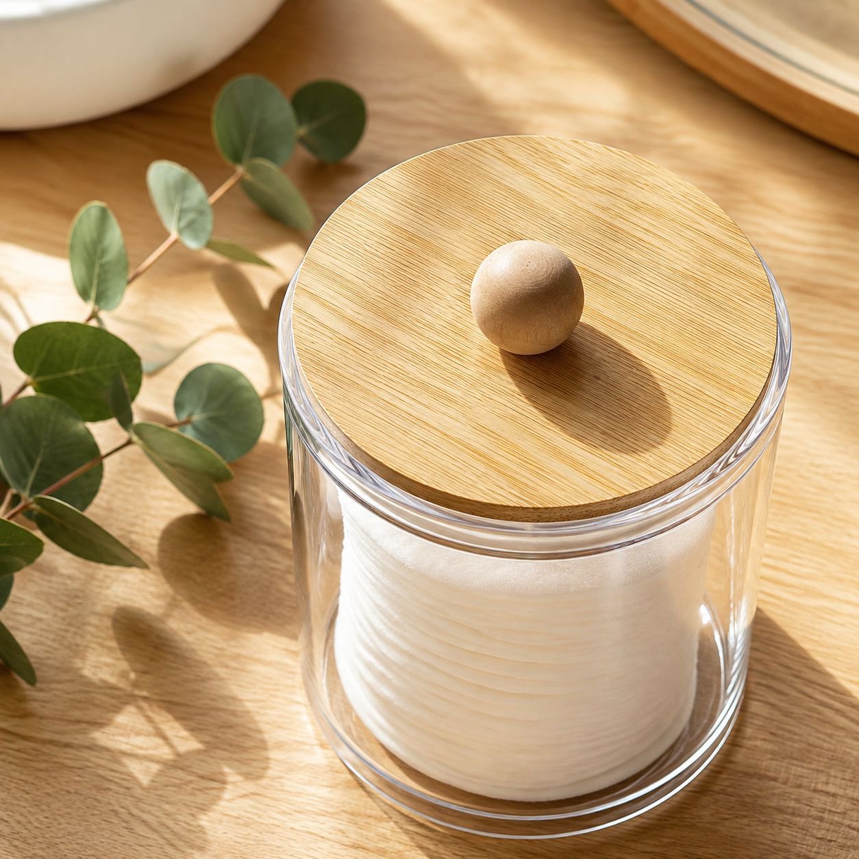 Acrylic Transparent Portable Cotton Puff Storage Box