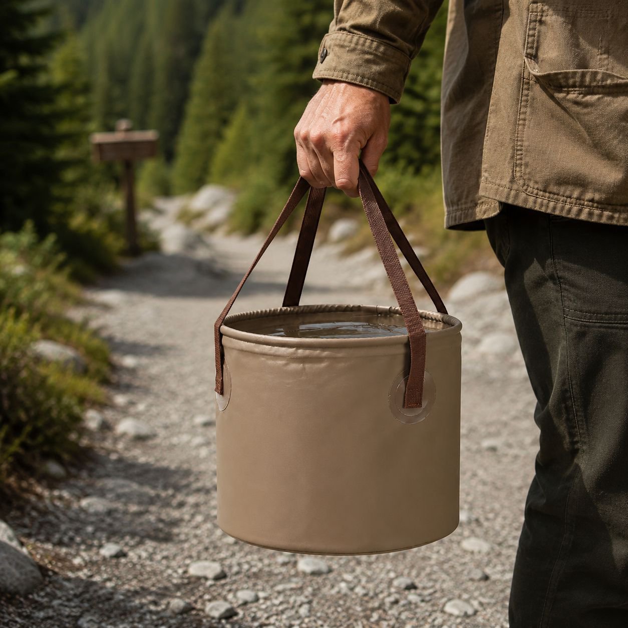 Collapsible Handheld Large Capacity Outdoor Water Bucket for Camping and Travel