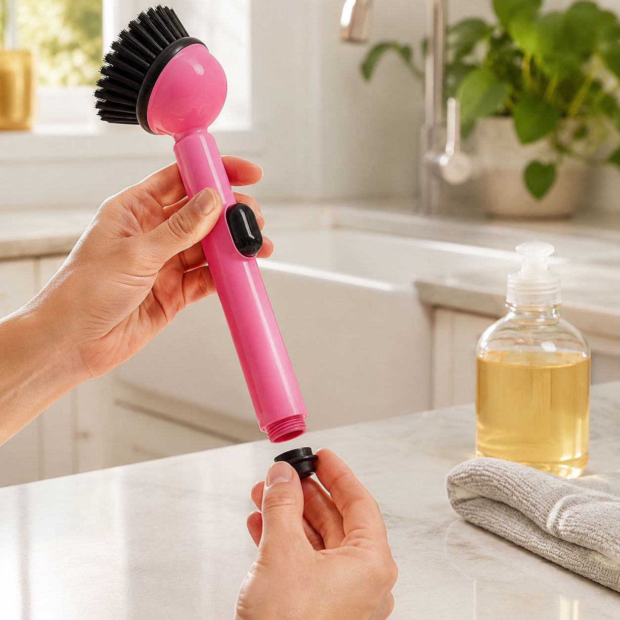Dopamine Suction Cup Long Handle Liquid-Dispensing Cleaning Brush