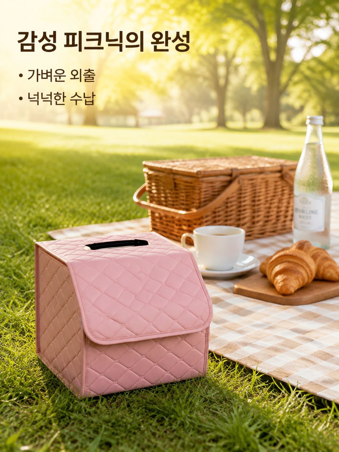 다기능 핑크 자동차 수납함