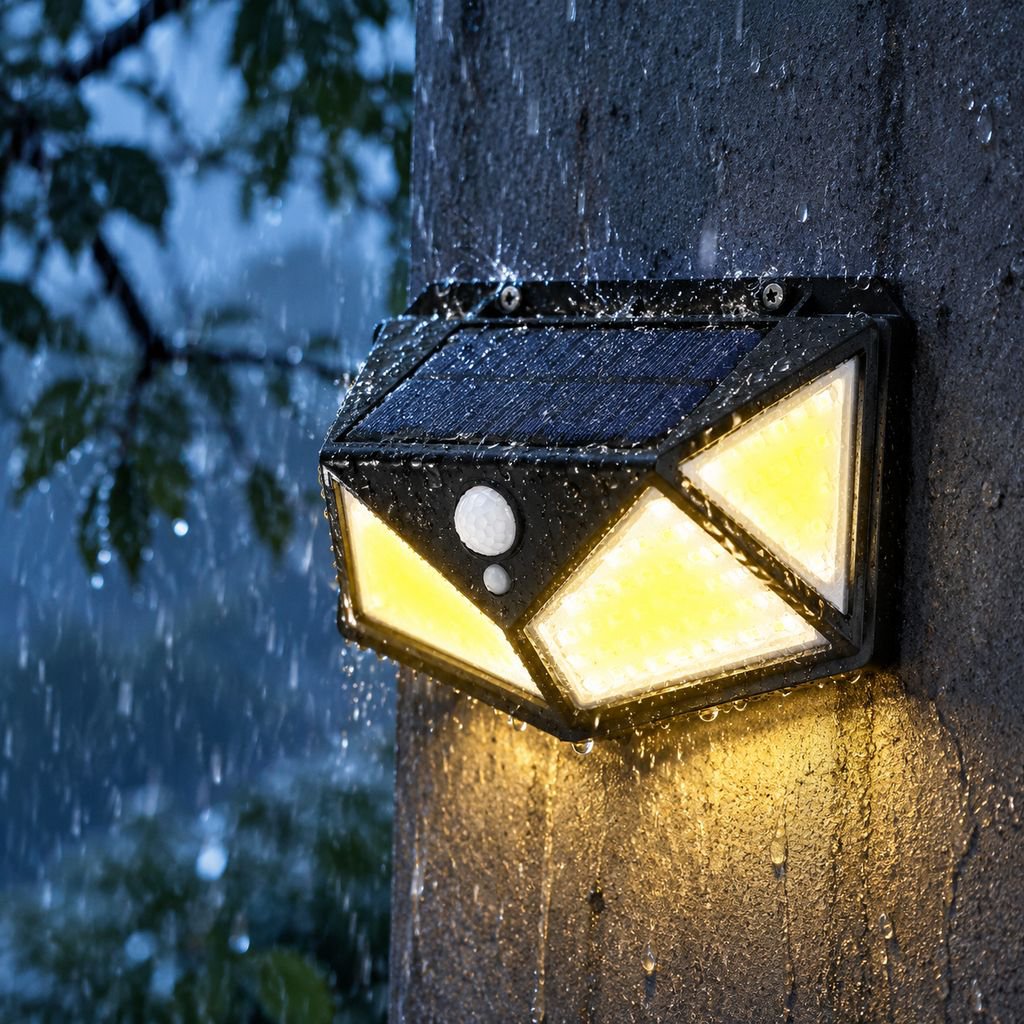 太陽光発電式屋外中庭照明、人体センサー付き壁面照明、100個のLEDを搭載した四面充電式家庭用照明、街路灯、環境照明。