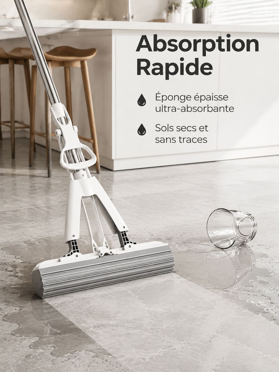 Accessoire de nettoyage parfait avec une éponge pliable compacte