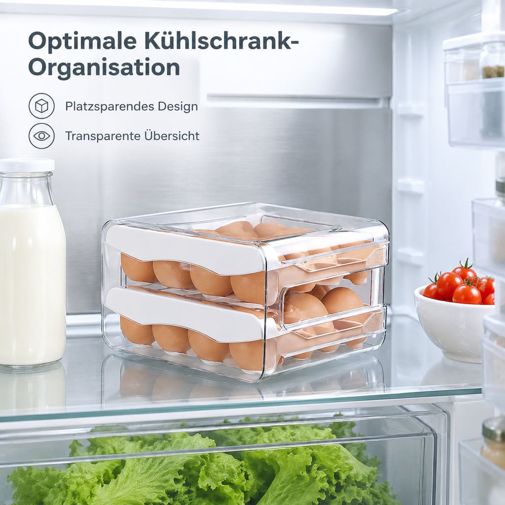 Eier-Aufbewahrungsbox 32 Fächer Schublade Kühlschrank Eierbox