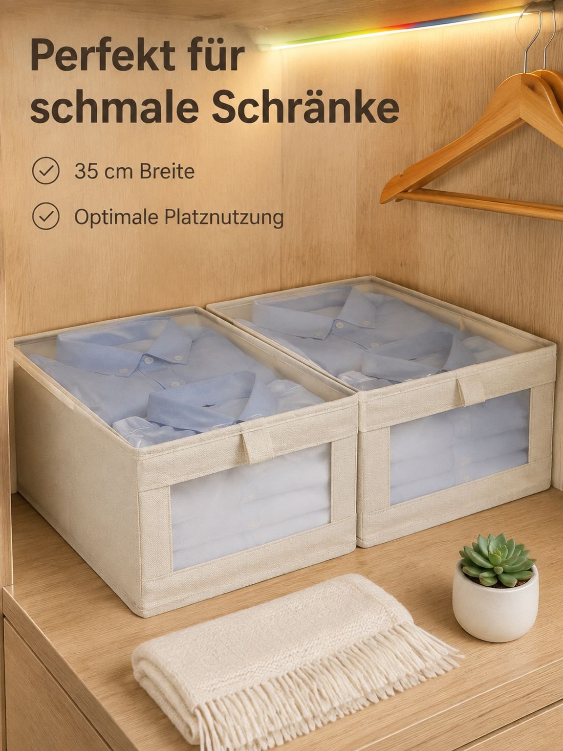 Großzügiger Stauraum der faltbaren Leinen-Aufbewahrungsbox