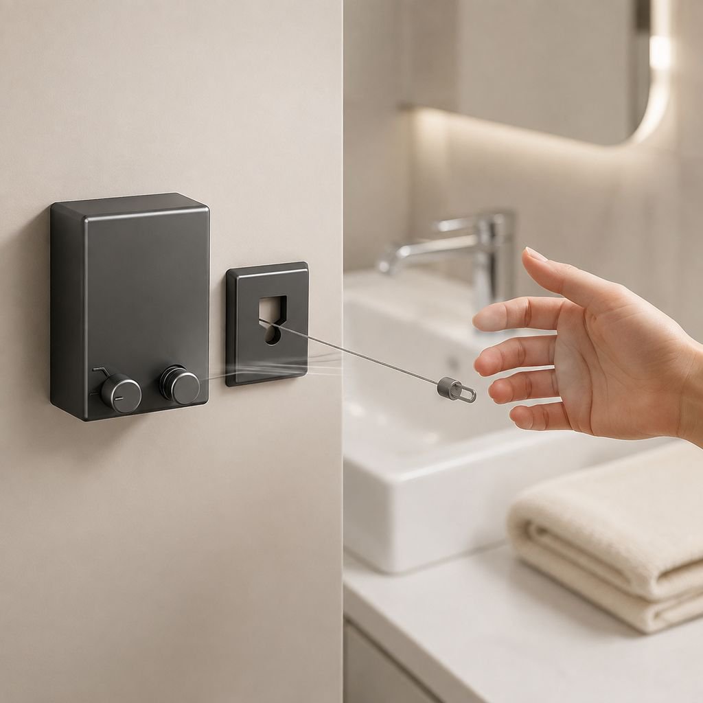 Tendedero retráctil sin taladros para balcón y baño, apto para interiores y exteriores
