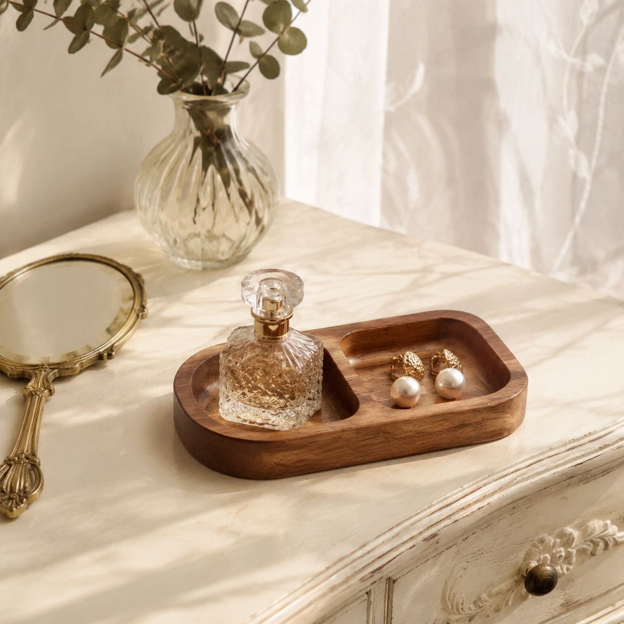 Organisateur de bureau en bois pour cosmétiques, parfums et bijoux