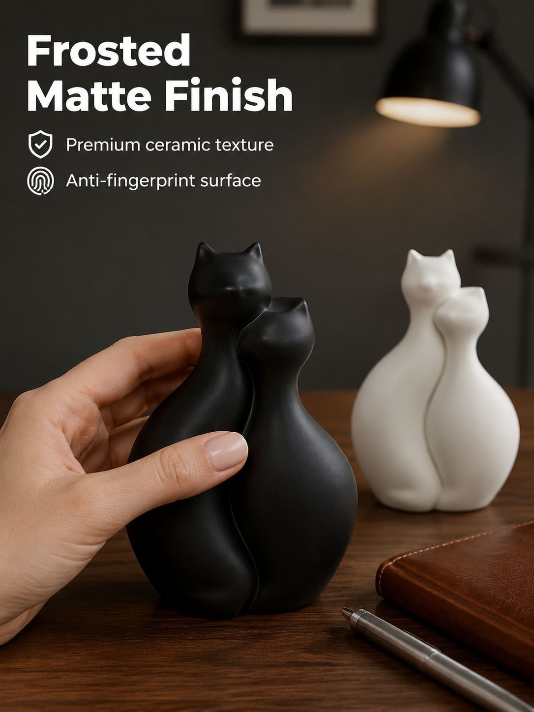 Decorative cat flower vase with fresh flowers