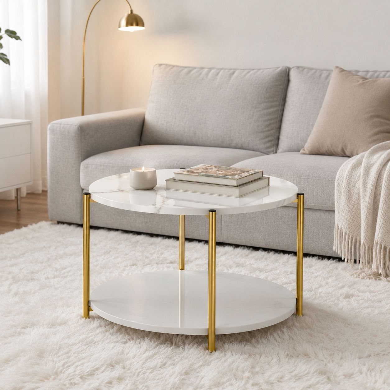 Sofa minimaliste et table basse pour salon