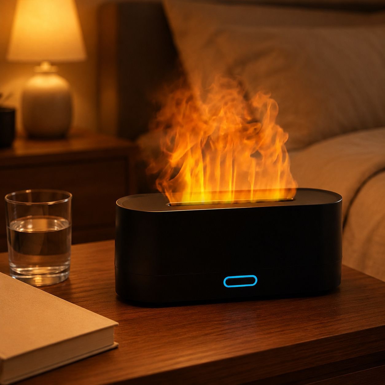Difusor y humidificador USB de 160ml con forma de llama