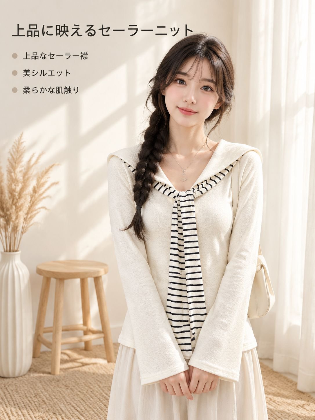 韓国風・初秋のシンプル長袖Tシャツコーデ