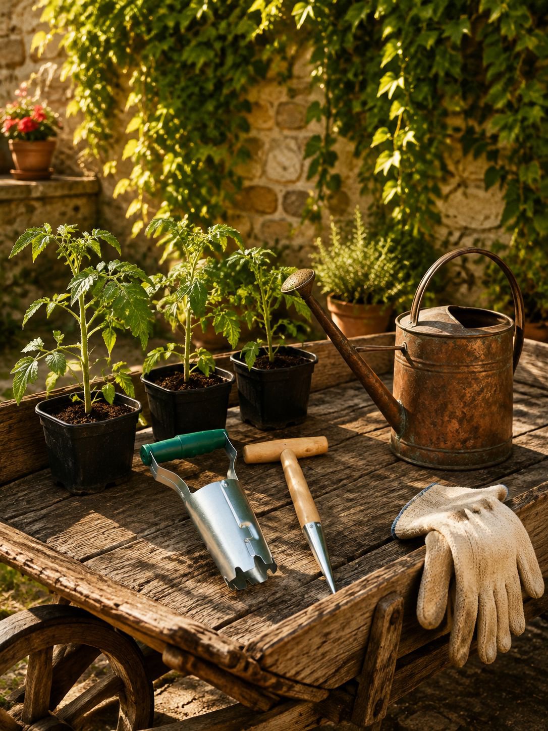 Plantadora de agujeros para sembrar verduras y flores
