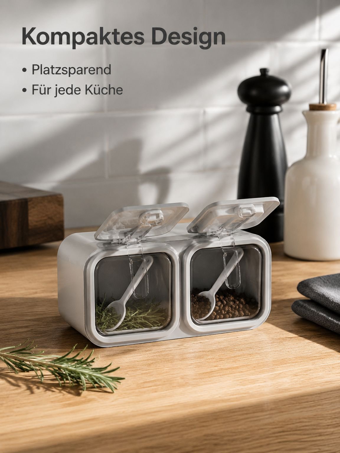 Multifunktionale Aufbewahrungsbox für Salz und Gewürze