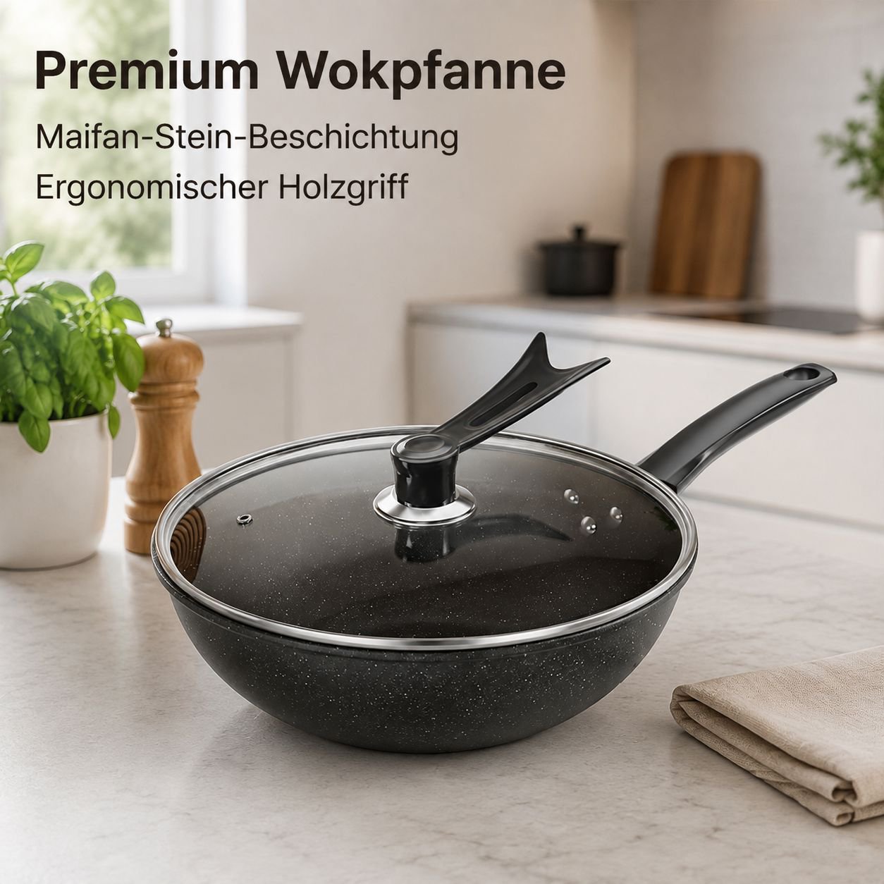 Maifan-Steinwok für den Hausgebrauch (Antihaftbeschichtung)