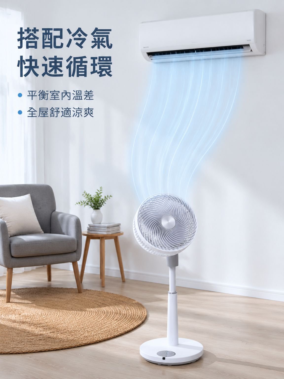 聲控站立式空氣循環電風扇