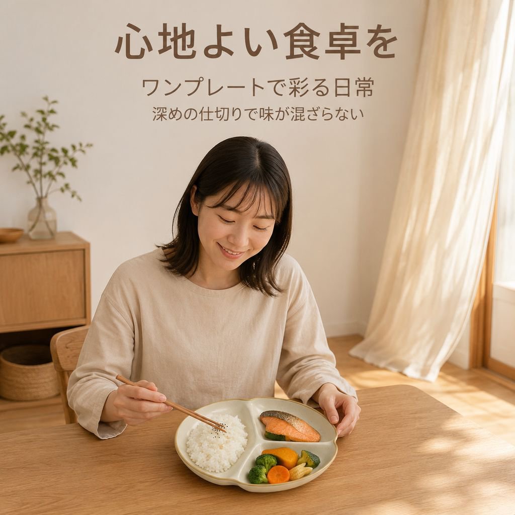 実用的な3仕切りセラミックディナープレート