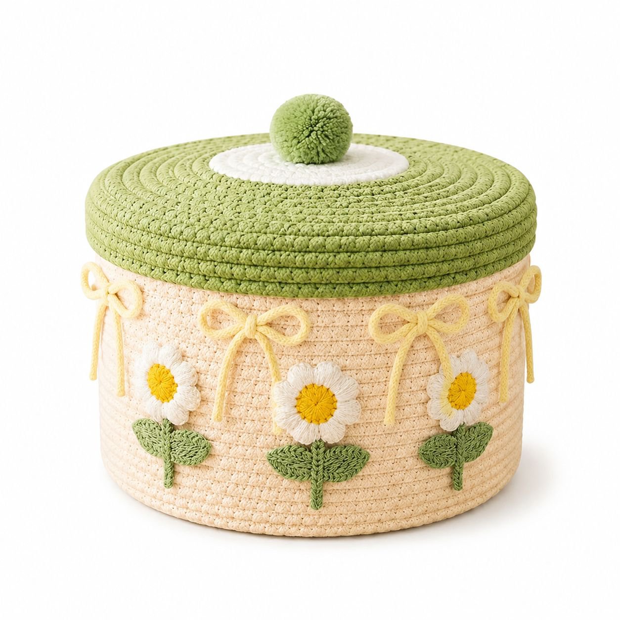 Home Cotton Woven Storage Basket with Lid
