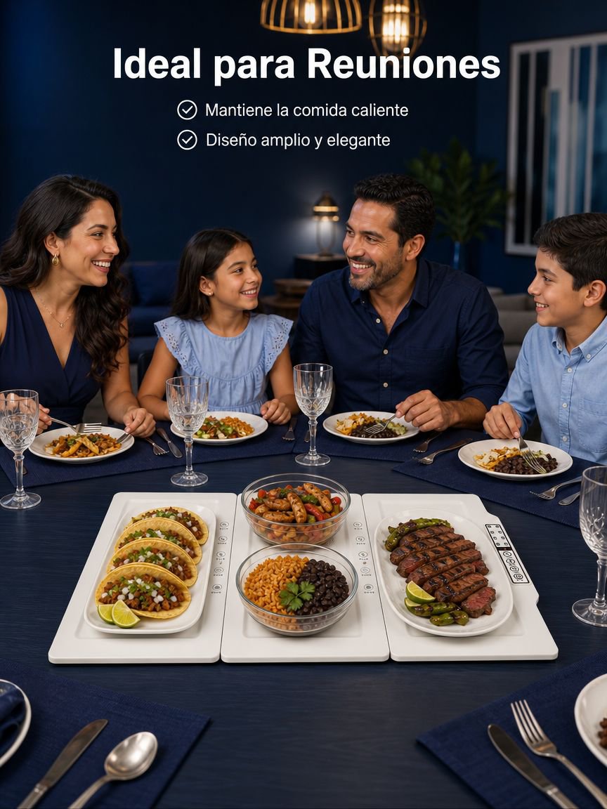 Calentador de Platos Multifuncional para Casa, Mesa de Comida Caliente Plegable y Modular