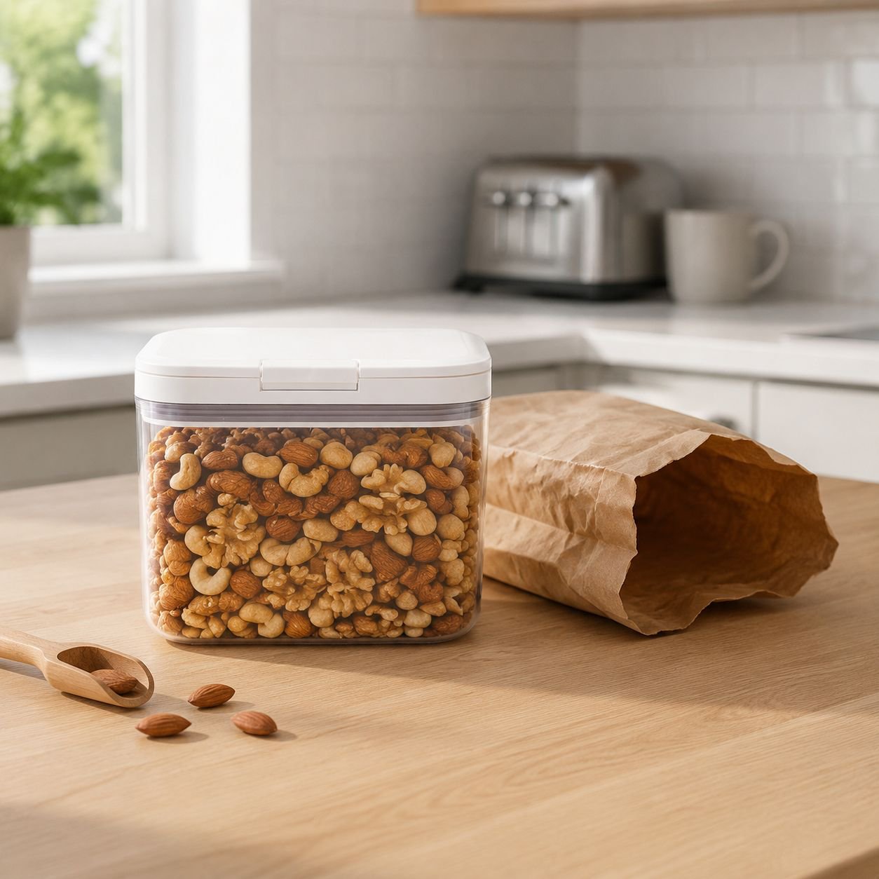 Large capacity food storage bin for rice and cereals