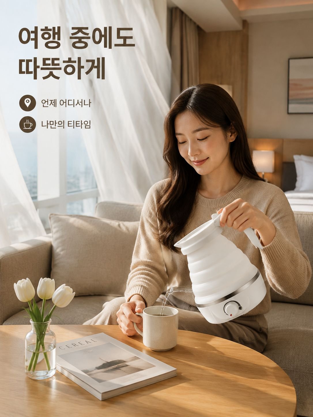 실리콘 접이식 여행용 물병