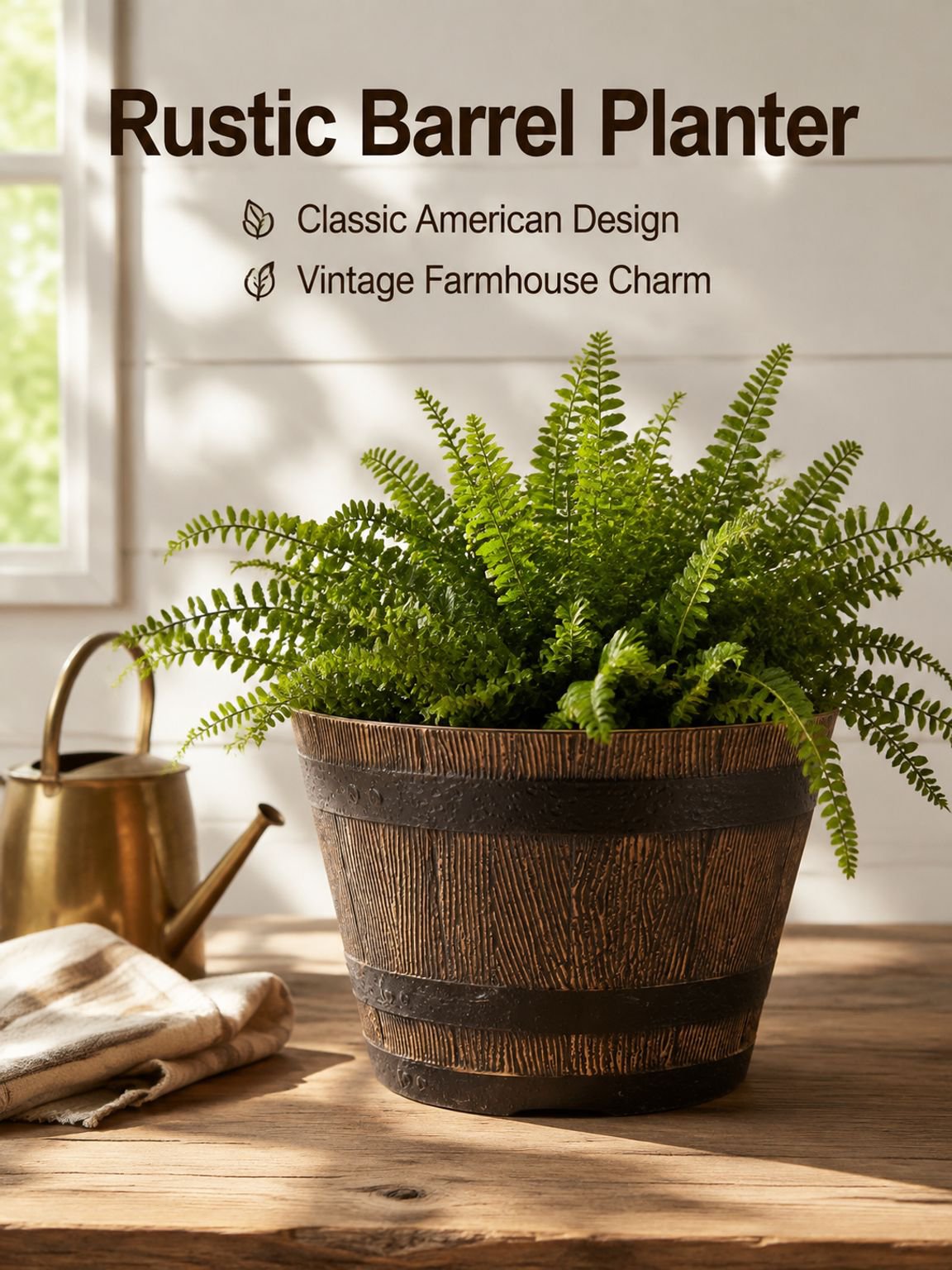 Thickened Wooden Barrel Planter