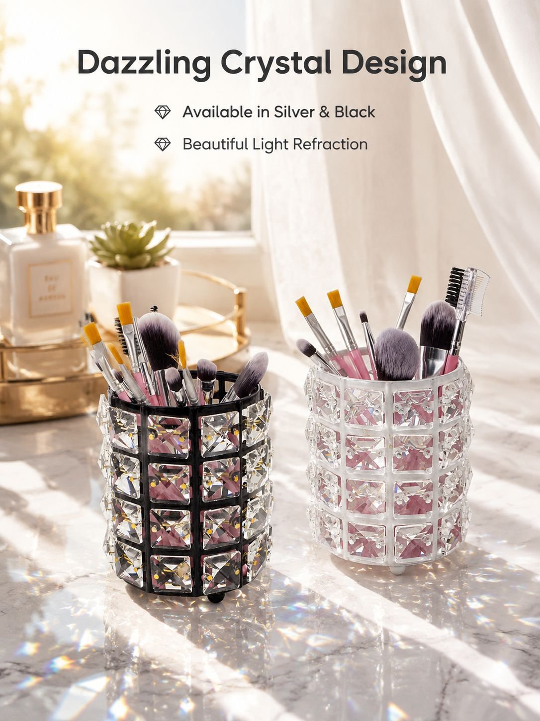 Crystal Pen Holder Makeup Brush Storage Box