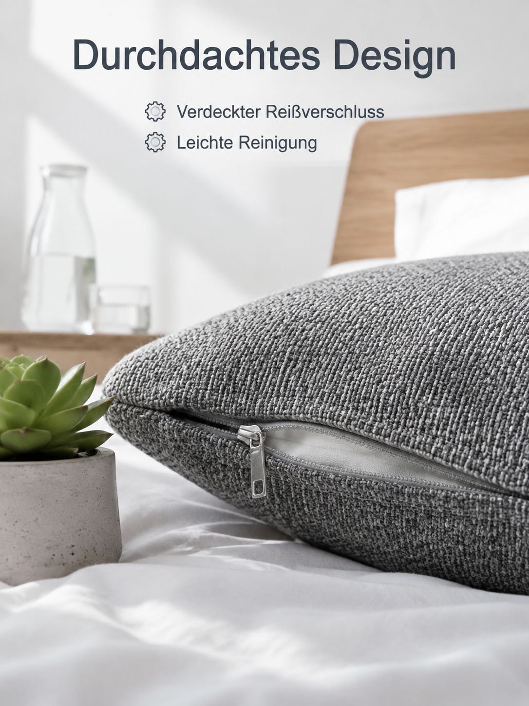 Moderner und schlichter Sofakissenbezug aus Baumwoll-Leinen