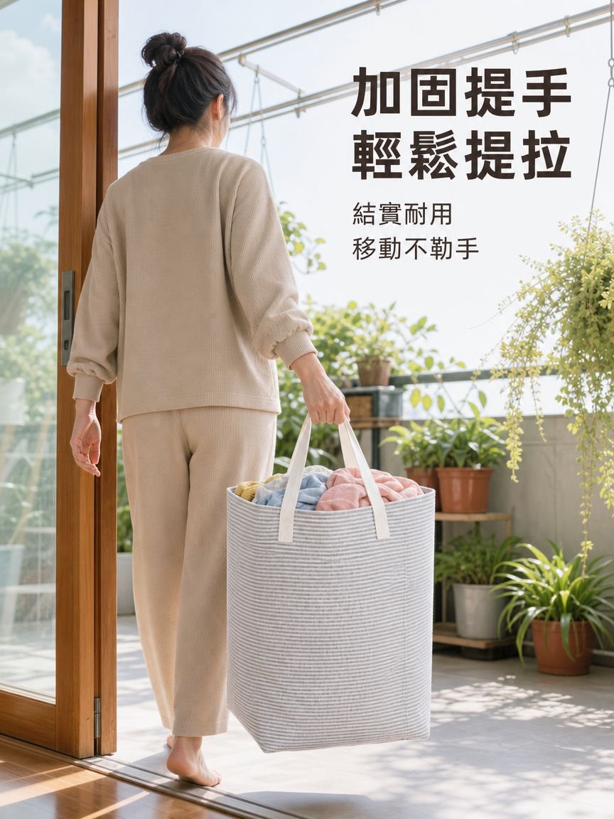 條紋折疊髒衣簍收納袋
