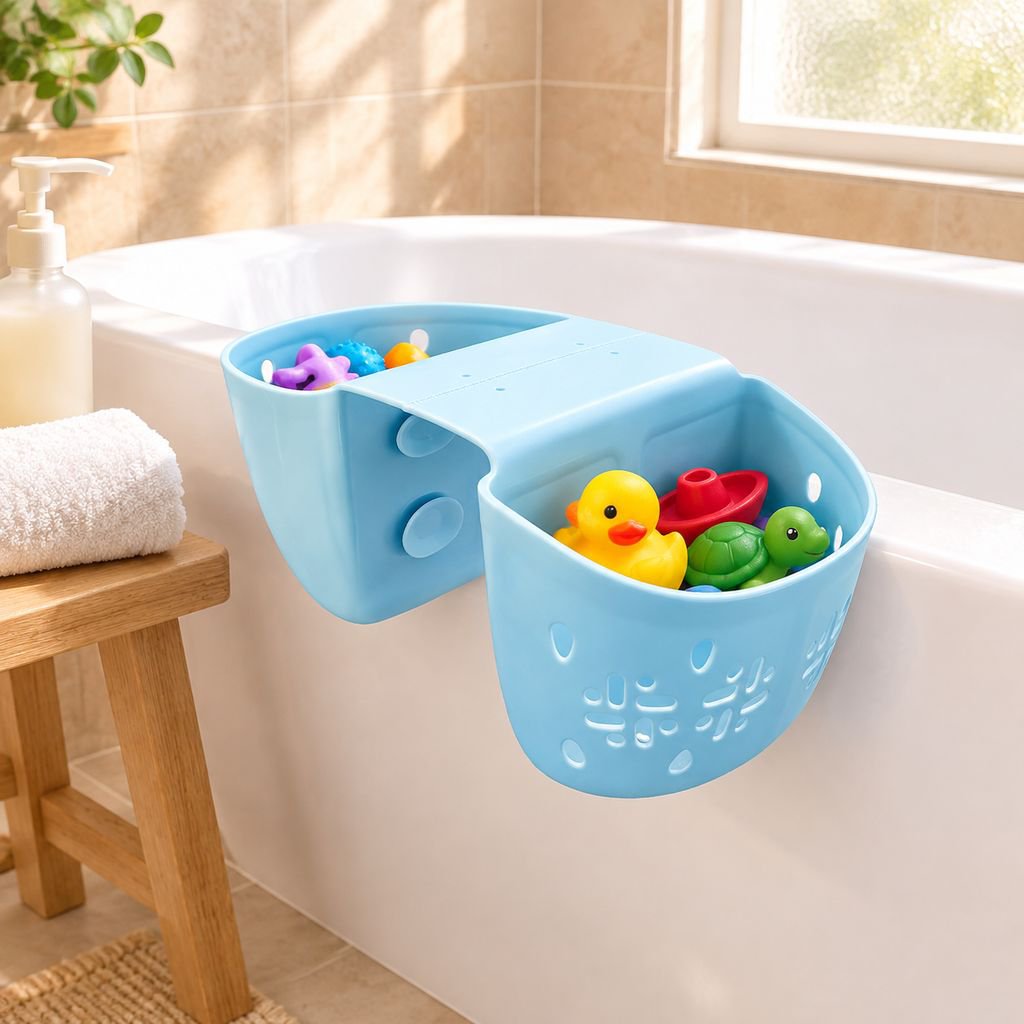 Bolsa colgante para bañera de bebé, silicona suave, antideslizante, gran capacidad