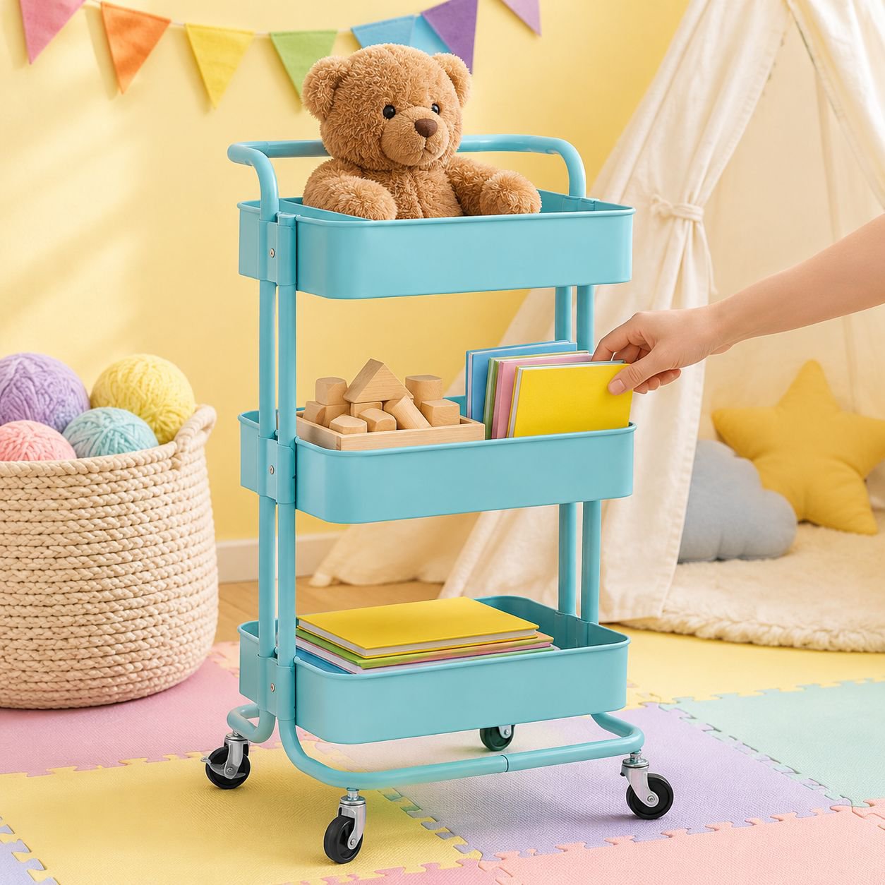 Organizador de 3 niveles para el hogar, estilo contenedor de camión