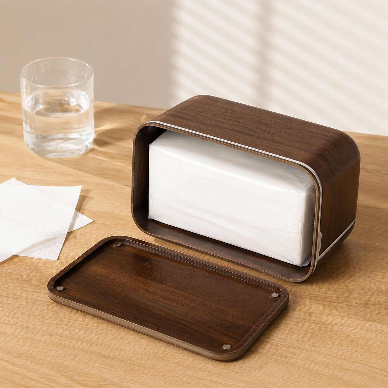 Boîte à mouchoirs en matériau de qualité sur table de café