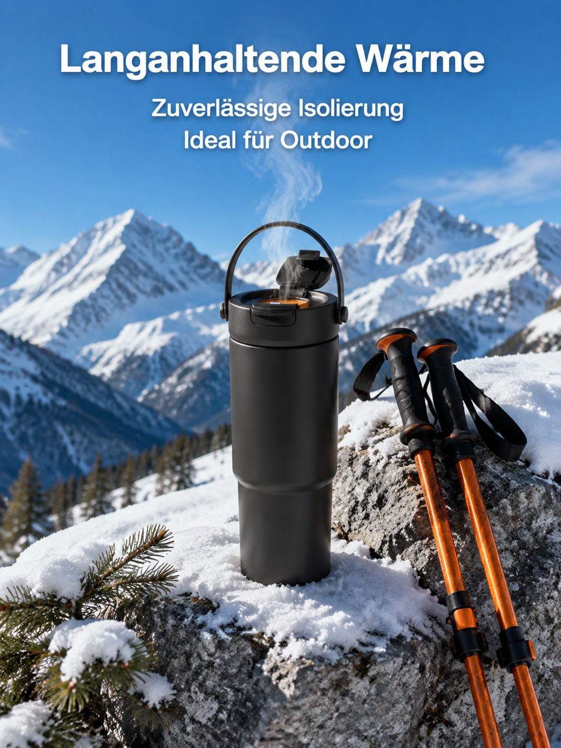 Stylische Keramik-Thermoflasche mit viel Volumen