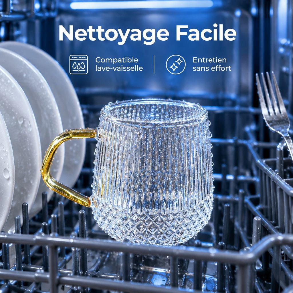 Tasse pour latte et cappuccino en verre borosilicate rayé